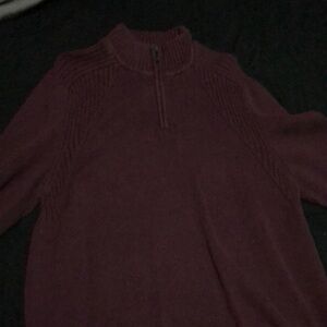 Dkny jeans Burgundy Knit Sweater with Quarter -Zip